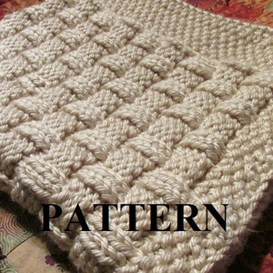 Digital Knitting Pattern, Knitting Pattern Blanket, Knitting Pattern, Basket Weave Knit, Chunky Yarn, Knit Purl Stitch Only, Chart Included