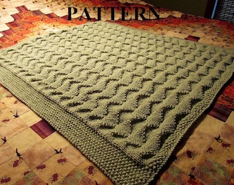 Knit Baby Blanket Pattern, Knitting Pattern, Worsted Weight, Knit Purl Stitch Only, Chart Pattern Included **Instant Download**