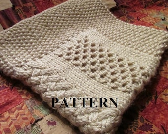 Knitting Pattern Blanket, Knitting Pattern, Honeycomb Basket Weave, Cable Knit, Chunky Yarn, Knitting Chart Included, Digital Download