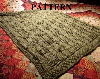 Knit Baby Blanket Pattern, Knitting Pattern, Chunky Yarn, Knit Purl Stitch Only, Chart Pattern Included, Digital Download, Beginner Pattern
