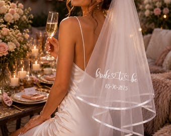 Velo de novia personalizado para la futura novia, velo a medida para la futura Sra., velo para despedida de soltera, regalo de accesorio nupcial para despedida de soltera.