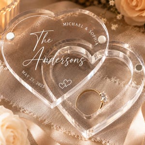 Personalized Heart Ring Box, Custom Acrylic Wedding Ring Box, Engagement Proposal Box, Wedding Ring Holder Keepsake