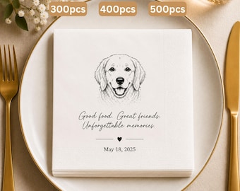 Servilletas de cóctel personalizadas para bodas con mascotas, servilletas personalizadas con retratos de perros y gatos, servilletas para bar de bodas, decoración para bodas con mascotas