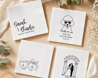 Custom Wedding Napkins, Personalized Cocktail Napkins, Custom Pet Photo Napkins, Disposable Party Napkins for Wedding Baby Shower Event