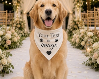 Personalized Wedding Dog Bandana, Custom Pet Wedding Bandana for Dogs & Cats, Dog of Honor Bandana, Custom Text Pet Scarf Wedding Gift