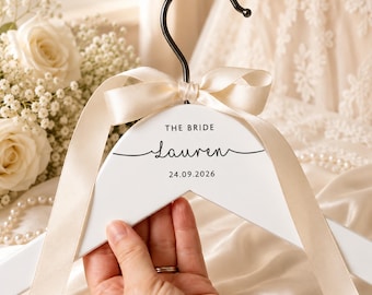 Personalized Bridal Hanger, Custom Bride Dress Hanger, Wedding Dress Hanger, Mrs Hanger, Bridal Shower Gift, Bride Gift