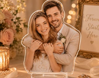 Soporte acrílico personalizado para fotos, placa acrílica personalizada para fotos, regalo de aniversario de bodas, decoración de escritorio con retrato de mascota