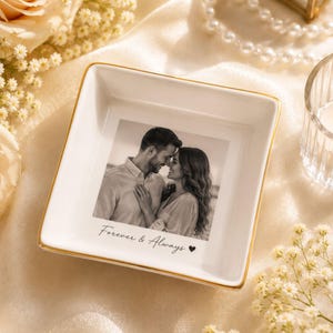 Personalized Photo Trinket Dish, Custom Jewelry Ring Dish, Bridesmaid Gift, Wedding Keepsake Tray, Best Friend Gift