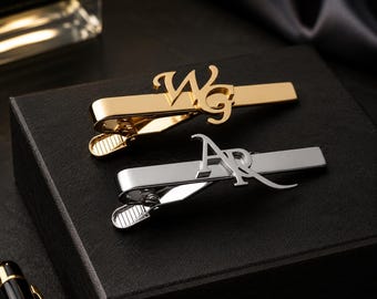 Pinza de corbata personalizada para hombre, pasador de corbata con nombre personalizado, pinza de corbata con monograma, regalo de boda para el novio, regalo para padrinos de boda.