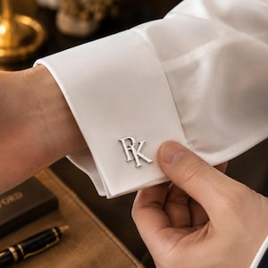 Custom Initial Cufflinks, Personalized Letter Cufflinks for Men, Wedding Cufflinks for Groom, Groomsmen Gift, Father of Bride Gift
