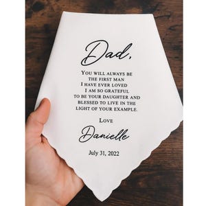 Personalized Wedding Handkerchief Gift, Mother Father of Bride Gift, Custom Wedding Hankie from Daughter, Keepsake