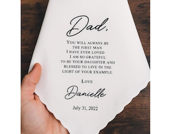 Pañuelo de boda personalizado, regalo para la madre y el padre de la novia, pañuelo de boda personalizado de la hija, recuerdo.