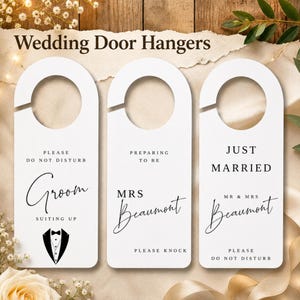 Personalized Wedding Door Hanger, Bridal Suite Door Sign, Custom Hotel Room Door Tag, Wedding Do Not Disturb Sign, Bride Room Hanger