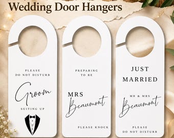 Letrero personalizado para la puerta de la boda, letrero para la suite nupcial, etiqueta personalizada para la puerta de la habitación del hotel, letrero de "No molestar" para bodas, colgador para la habitación de la novia.
