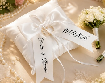 Personalized Wedding Ring Pillow, Custom Ring Bearer Pillow, Wedding Ring Cushion, Proposal Pillow, Bridal Ceremony Decor Gift