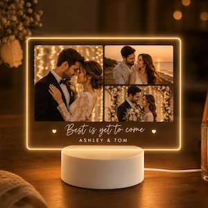 Personalized Photo LED Night Light, Custom Acrylic Photo Lamp, Anniversary Gift for Couples, Wedding Photo Plaque
