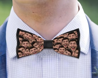 Pajarita personalizada con foto, estampado facial personalizado, regalo divertido para los padrinos de boda.