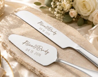Juego de servidor de pastel de bodas personalizado, cuchillo y servidor de pastel personalizados, juego de cuchillos para pastel de bodas grabados, regalo para despedida de soltera