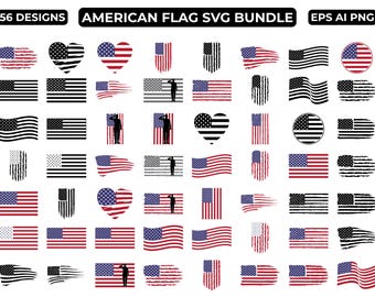 Amerikanische Flagge SVG Bundle, 56 USA Flagge SVG Bundle, amerikanische Flagge Png, USA Flagge SVG Dateien, beunruhigte amerikanische Flagge, sofortiger digitaler Download