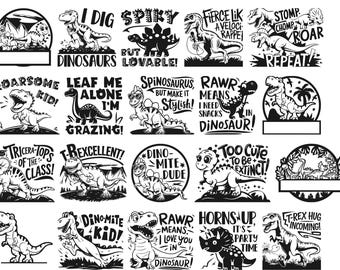 Dinosaurier SVG Bundle 20 Designs, niedlicher Dinosaurier SVG, Dino PNG Bundle, Dinosaurier Shirt SVG-Dateien für Cricut, Kinder SVG Dxf Eps digitaler Download