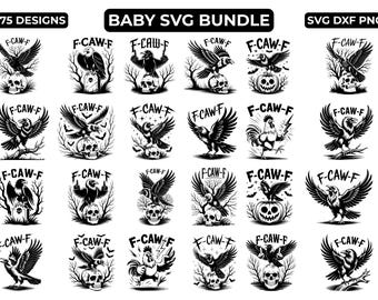 F Caw F SVG Bundle, 53 Fcawf SVG Sublimationsentwürfe, F Caw F PNG, F Caw F Huhn SVG, F Caw F Crow SVG, sofortiger digitaler Download