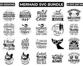 Meerjungfrau SVG Bundle, 20 Meerjungfrau SVG Sublimationsentwürfe, Meerjungfrau Schwanz SVG, Meerjungfrau Geburtstag SVG, Meerjungfrau Vibes SVG, sofortiger digitaler Download