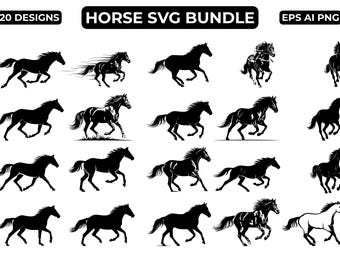 Pferd SVG-Bundle, 20 Pferd SVG-Dateien, laufendes Pferd SVG, Pferdeliebhaber SVG-Bundle, Tier SVG, Pferd Png-Bundle, sofortiger digitaler Download