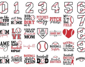 Baseball SVG Bundle 38 Designs, Baseball Mama SVG PNG-Dateien für Cricut, Spieltag Baseball Shirt SVG, Sport Bundle Dxf Eps Download