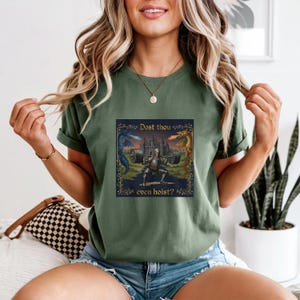 Funny Medieval Gym Shirt, Workout Shirt, Dost Thou Even Hoist Shirt, Fitness Humor Shirt, Gym Apparel, Knight Lifting Weights Tee image 3