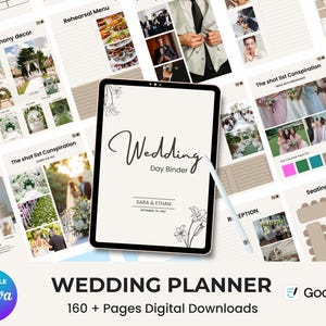 GoodNotes Planner 160+ Page Wedding Planner Template | Editable Canva & Hyperlinked PDF | Minimalist Wedding Planner | Wedding Budget