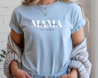 Mama Shirt personalisiert mit Name und Jahreszahl, Muttertag Geschenk, Mama Shirt Geschenk, Mama Ankündigung, Geschenk für Mutter
