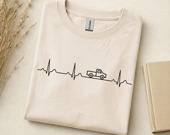 Pickup Herzschlag Shirt | Truck T-Shirt | Auto EKG Design | Geschenk für Pickup Fahrer | Minimalist Car Lover Tee