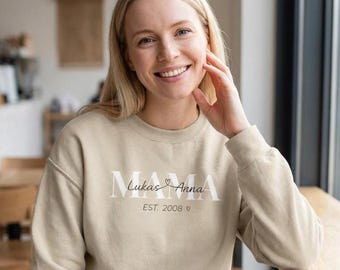 Personalisierter Mama Hoodie mit Namen und Jahr, Mama Pullover,  Geschenk für Mama personalisiert, Muttertag Geschenk