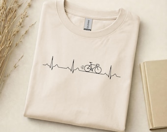Mountain bike Lover Gift | Heartbeat cycling Shirt | Gift for biker | Minimalist Cycling Lover Tee