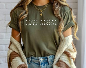 Cat Mom Shirt personalisiert mit Katzennamen, Katzen Mama Geschenk, Katzenbesitzer Shirt, Haustier Liebhaber Geschenk