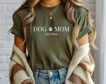 Dog Mom Shirt personalisiert, Shirt mit Hundenamen, Hundebesitzer personalisierbares Geschenk, Haustier Liebhaber, Hunde Mama Shirt
