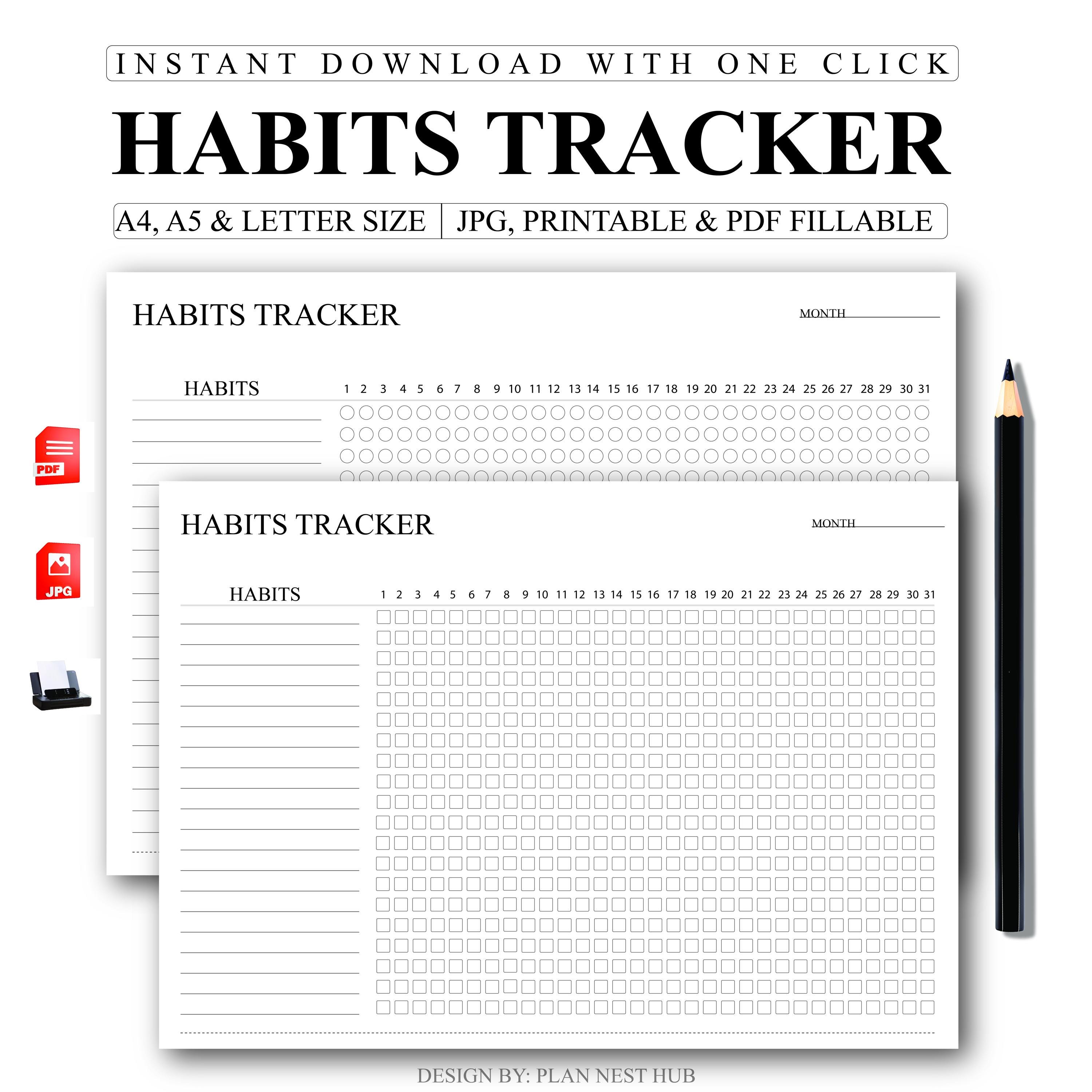 Monthly Habit Tracker Printable PDF, Daily Routine Tracker, 30 Day ...