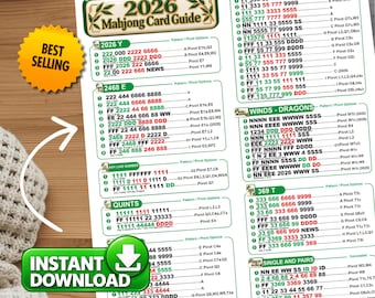 2026 American Mahjong Strategy Guide, All Possible Hands Strategy Guide, 2026 American Mahjong Cheat Sheet, Printable Mahjong PDF Download
