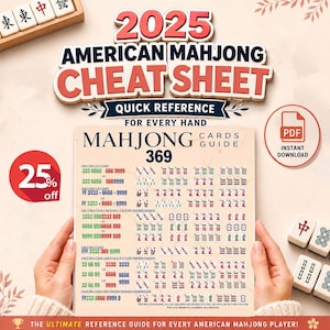 2025 Mahjong Cheat Sheet Printable, 2025 Mahjong Help, Independently Created Reference Guide, 2025 Mah Jong Cheat Sheet, Digital Download