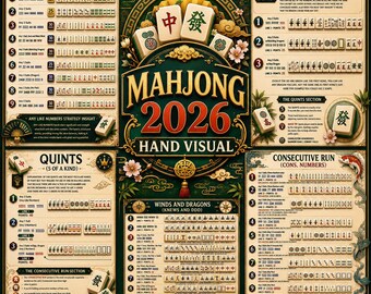 Guía rápida de Mahjong americano 2026: una tarjeta de referencia fácil para amantes y principiantes del Mahjong.