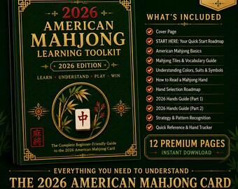 Guía de estrategia para principiantes, hoja de trucos y manual de referencia del kit de aprendizaje visual de Mahjong americano 2026 / PDF de 12 páginas