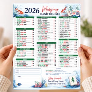 2026 Mahjong Hand Tracker, American Mahjong Printable, Mah Jongg, Mahjong scorecard, Mahjong tiles, Mahjong Game Night, PDF Download