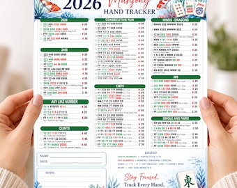 2026 Mahjong Hand Tracker, Mahjong americano imprimible, Mah Jongg, cuadro de mando de Mahjong, fichas de Mahjong, Noche de juegos de Mahjong, Descarga en PDF