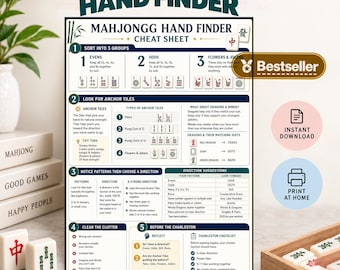 Guía rápida para encontrar manos de Mahjong 2026, guía imprimible para principiantes, diagrama de flujo de manos NMJL para Mahjong americano.
