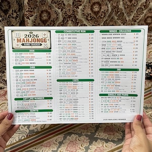 2026 Mahjong Hand Tracker, American Mahjong Printable, Mah Jongg, Mahjong scorecard, Mahjong tiles, Mahjong Game Night, PDF Download