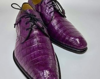 Scarpe Oxford in pelle fatte a mano: scarpe Derby viola da uomo