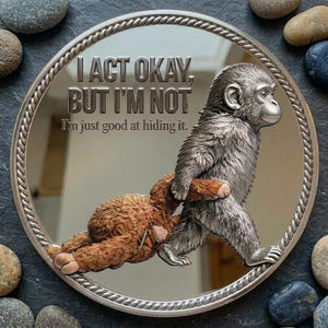 Buy 1 Get 1 Free, Emotional Support Monkey Challenge Coin, Inspirational Plush Hug Pocket Token, Mental Health Gift, Coin for Courage