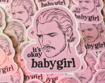 Pedro Pascal Baby Girl Vinyl Sticker Pink Illustrated Last of Us