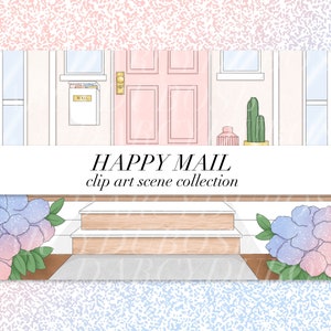 Happy Mail SCENE w LICENSE / Letters / Mail / Post / Pastel / Usps / Stamps