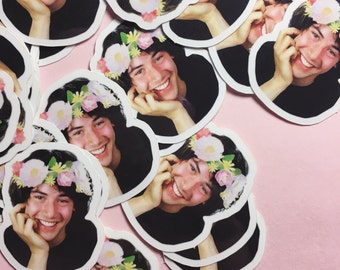 Little Flower Crown Keanu vinyl sticker set